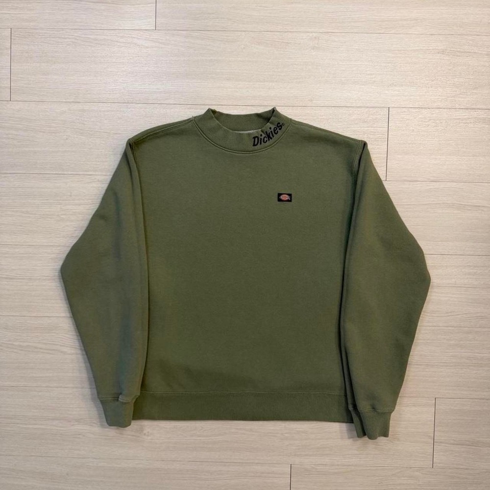 Dickies Mock Neck Green Crewneck Sweatshirt Mens Size Large